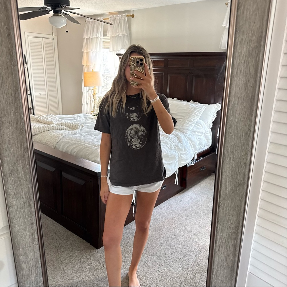 Gray Graphic T-Shirt with Moon Phases